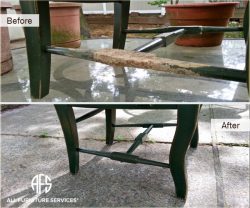 Animal damage chair rung restore