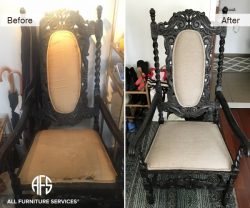 Antique Chair reupholstery restoring repairing fabric material change