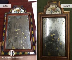 Antique mirror restoration assembly frame gilding leaf silvering glass detail