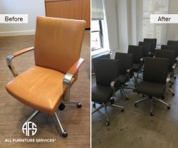 Office chairs re-upholstery restoration color material leather change