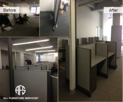 Office partitions cubicles disassembly clening assembly