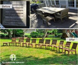 Outdoor wooden chair furniture teak oil finish clean maintenance