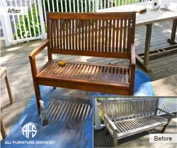 Wood refinishing outdoor teak bench chair