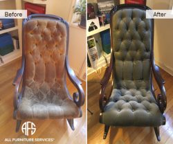 channel tufting reupholstery and restoration of the rocking chair