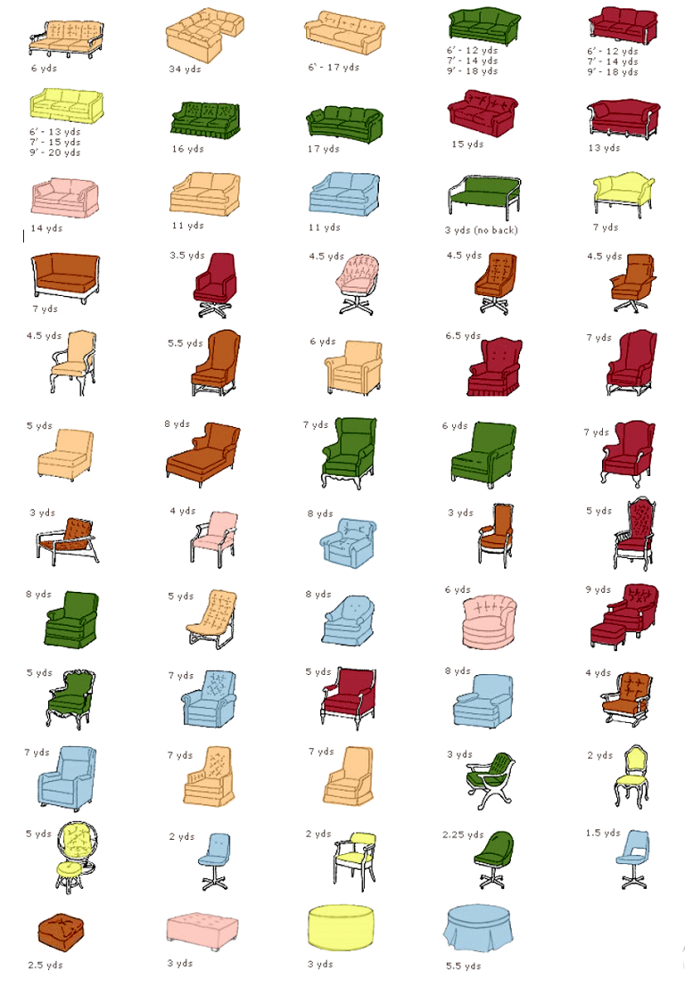 All Furniture Upholstery Chart & Info services chair seat slip cover