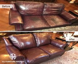 Leather Loveseat adding padding into atatched foam cushion pillows vinyl color matching dyeing conditioning