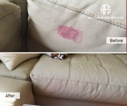 Leather Vinyl Upholstery Cleaning lipstick marker ink stain removal color match dye paint