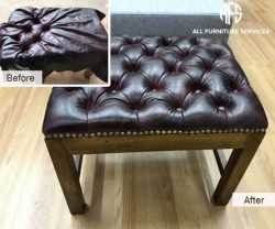 stool ottoman furniture seat tufting leather upholstery buttons nail-heads