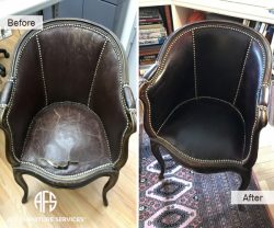 Antique Distress Aniline Waxed Unprotected Leather Chair Restoration Upholstery