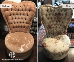 High heart shape tufted back chair reupholstery