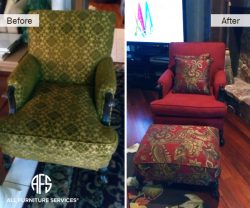 Furniture Chair Ottoman reupholstery fabric change upholstery