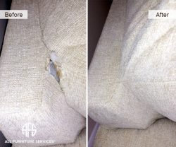 Furniture upholstery seam repair open stitch restoration in-hom service hand work