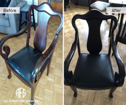 Antique Dining chair wood restoration seat upholstery change leather fix