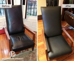 Leather Chair Furniture Reupholstery tear wrinkle padding pipping change material