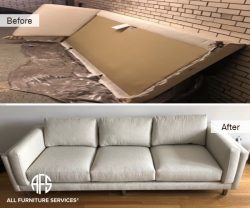 Sofa couch L shape disassembly take apart break down cut fit dismantling sectional moving in and out assistance fit to basement attic tight small elevator