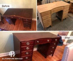 Antique Furniture Desk stripping sanding refinishing restoring polishing hardware handles