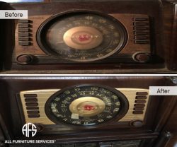 Antique Radio Restoration Cleaning polish brass detail glass furniture case