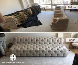 Restoration hadrware tufted sofa couch disassembly reassembly furniture disassembling assembling to fit move