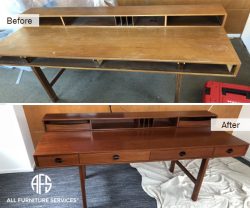 Desk Repair Refinishing Staining Sanding color change refurbishing furniture