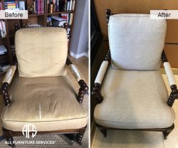 furniture arm chair re-upholstery fabric change replacement antique seat back cushion