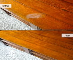 furniture wooden top heat mark water damage repair retard removal refinishing