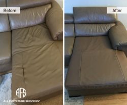 Furniture seat leather vinyl repair partial upholstery change restore damaged seam stitch connection half