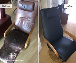 Leather Recliner Rocker chair antique reupholstery material change repair and restoration