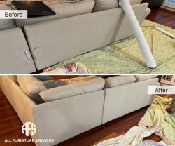 fabric couch sectional furniture partial part replacement torn tear back change parts install fix delivery damage