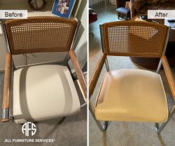 Cane Chair Leather Seat Piping re-upholstery change to new