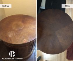 Veneer Table Top Liquid damage water mark ring dicoloration repair sand stain finish fix