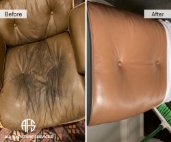 Eames Knoll Chair seat back tufted button change leather color restoration repair upholster