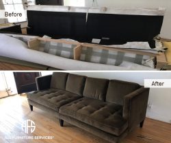 tufted custom oversize large sofa taking apart break down cut resize disassemble assemble fit into apartment NYC