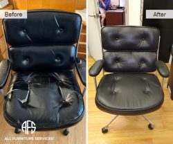 office computer tufted chair re-upholstery change leather seat back arms gas cylinder base strut mechanism restoration furniture jersey