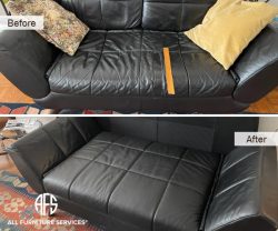 Sofa Loveseat Chair Furniture re-upholstery repair leather torn seam stitch padding tufting decorative lines