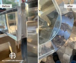 Acrylic cut scratch broken Lucite plexi glass damage glue weld transparent scratch polish repair frame leg frame