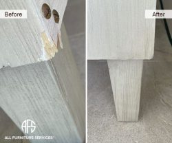 Cabinet bed wood laminate veneer chipped gouged bite pet dog damage repair fill finish recreate