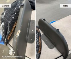 Furniture Cardboard plywood MDF leg base crashed shredded metal cracked apart repair fill paint install