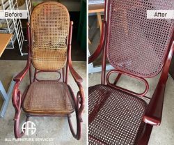 Hand and machine Cane Damage torn canning repair replace wicker mesh rocking chair fix