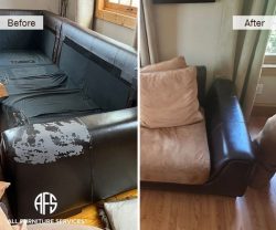 Vinyl peeling discoloration armrest couch furniture back arm reupholstery matching leather furniture