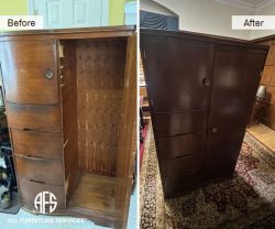 armoire cabinet chest veneer replacement refinishing restoring antique furniture art