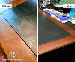leather desk top restoring dyeing coloring finishing repainting repair restoration furniture