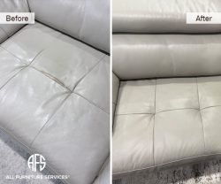 Leather Couch Seat Tear Repair Cushion Restoration torn at seam Upholstery Furniture Before After