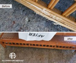 Rattan Wicker outdoor teak Furniture Repair Weave Restoration Chair Base Fix Before After