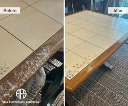 kitchen Tile Top Dining Table Edge Repair Wood Trim Restoration Furniture Refinishing Before After