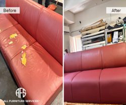 all-furniture-services-red-leather-sofa-peeling-cracked-upholstery-repair-restoration-before-after