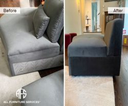 upholstered chair sofa arm side panel fabric repair cover restoration before after