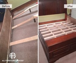 wood bed frame broken slats support repair replacement before after